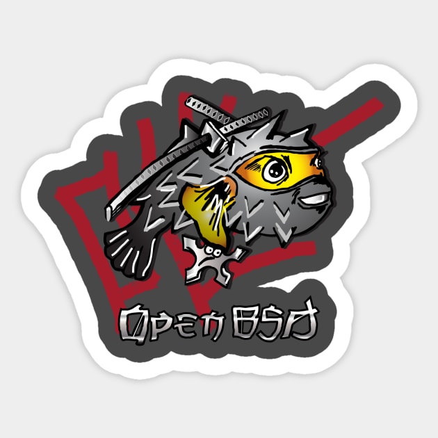 OpenBSD 6.1 - Ninja Sticker by Cjmrob